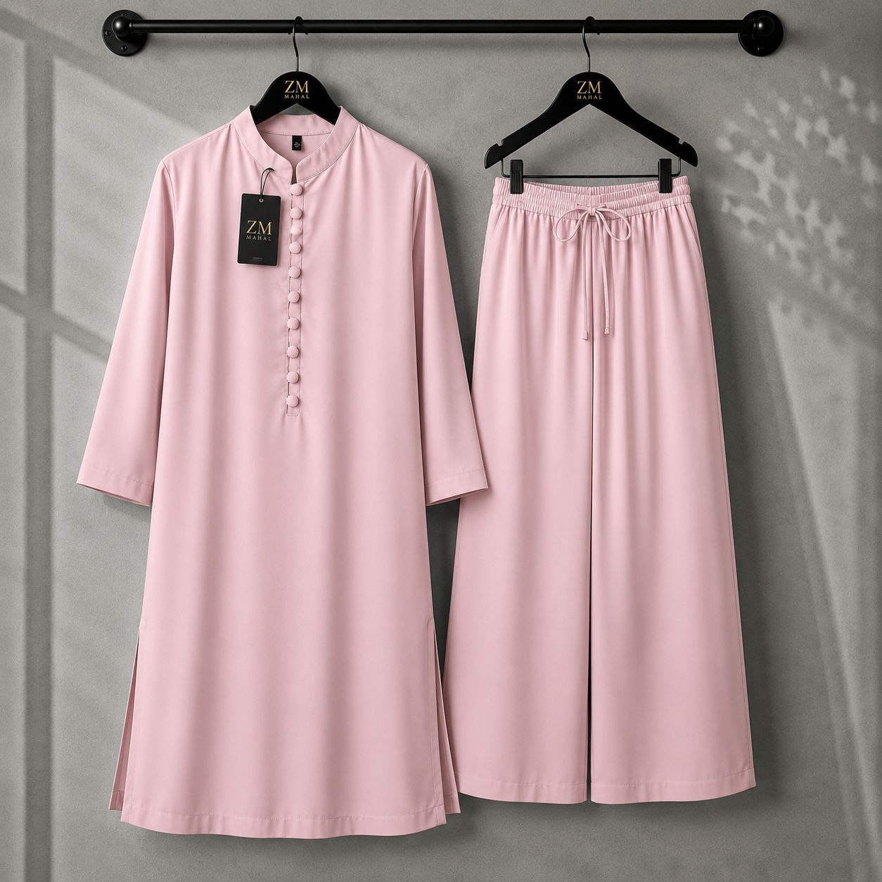 Women's Modest Kurta & Wide-Leg Trouser 2-Piece Set ZM-021