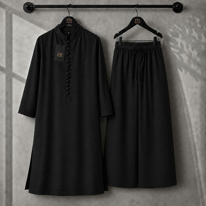 Women's Modest Kurta & Wide-Leg Trouser 2-Piece Set ZM-021
