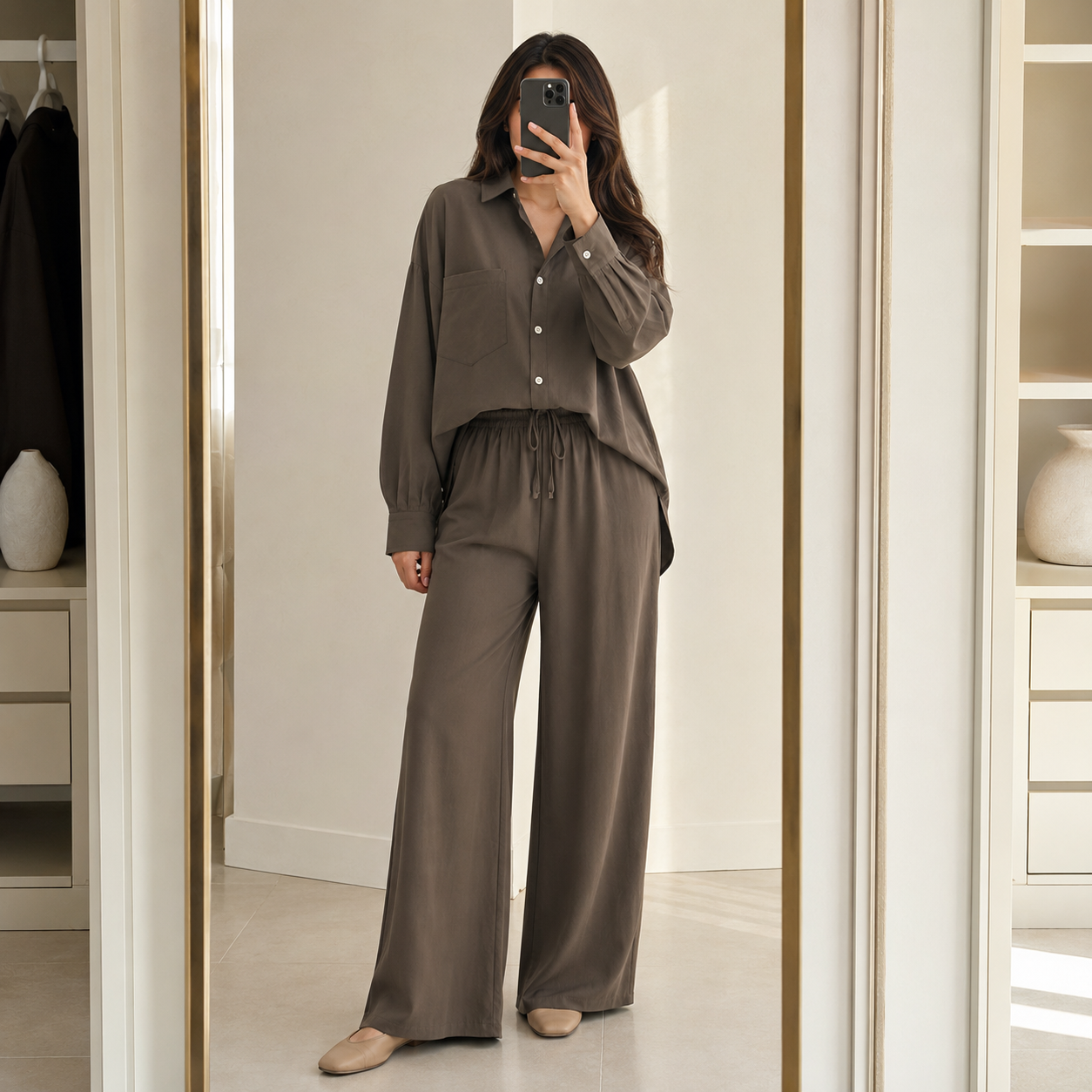 Western Relaxed Shirt & Wide-Leg Co-Ord Set