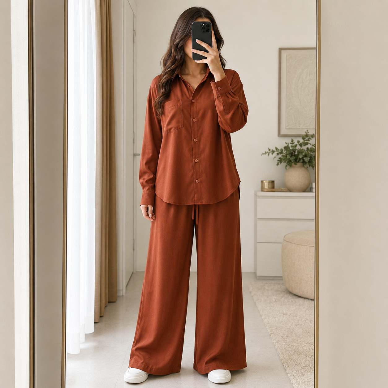 Western Relaxed Shirt & Wide-Leg Co-Ord Set