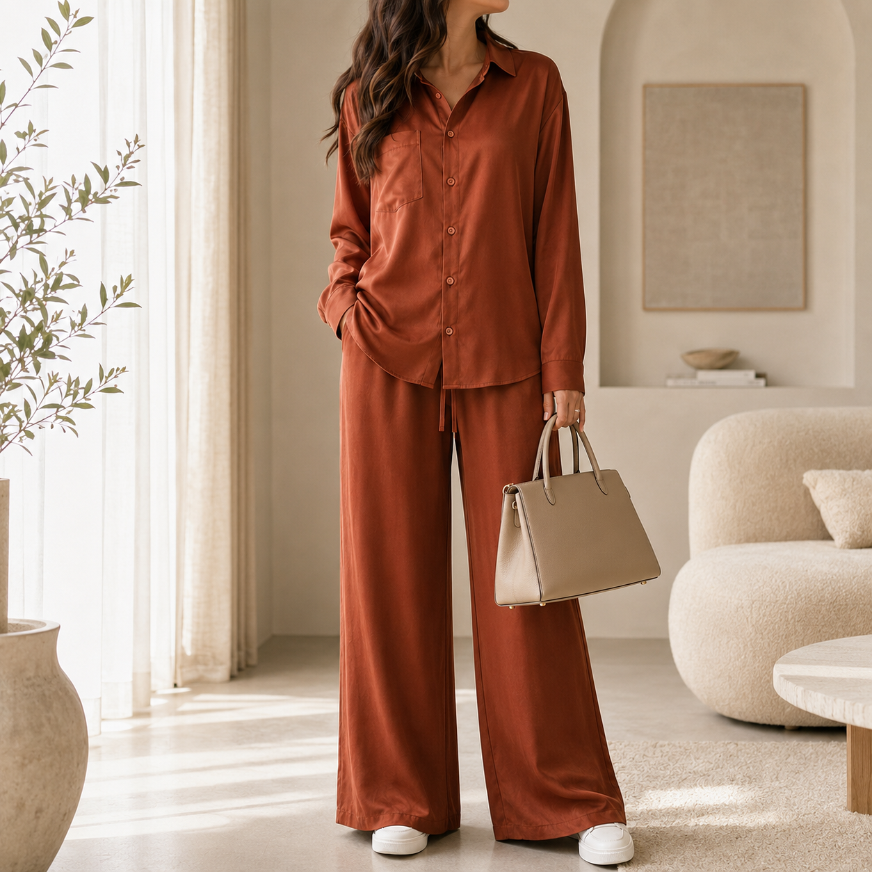 Western Relaxed Shirt & Wide-Leg Co-Ord Set