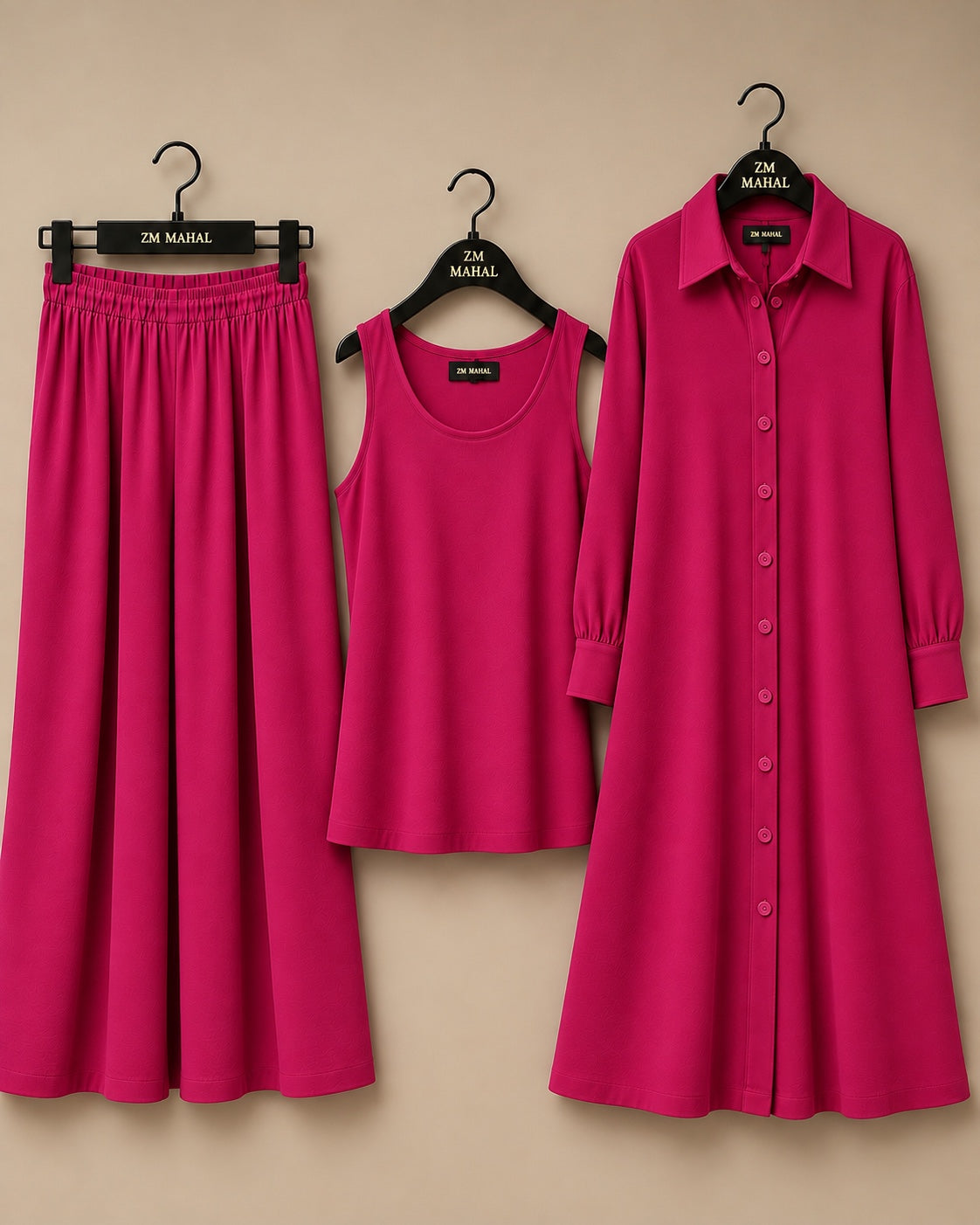 Modest Everyday 3-Piece Set in Sage Grey with long outer, inner and trouser - SphereOutfit