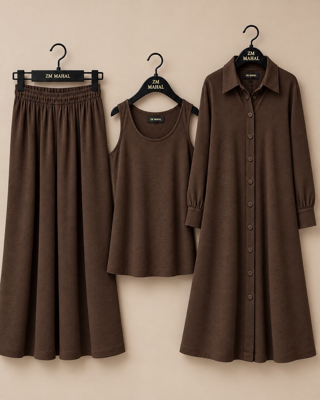 Modest Everyday 3-Piece Set in Teal Blue with long outer, inner and trouser - SphereOutfit