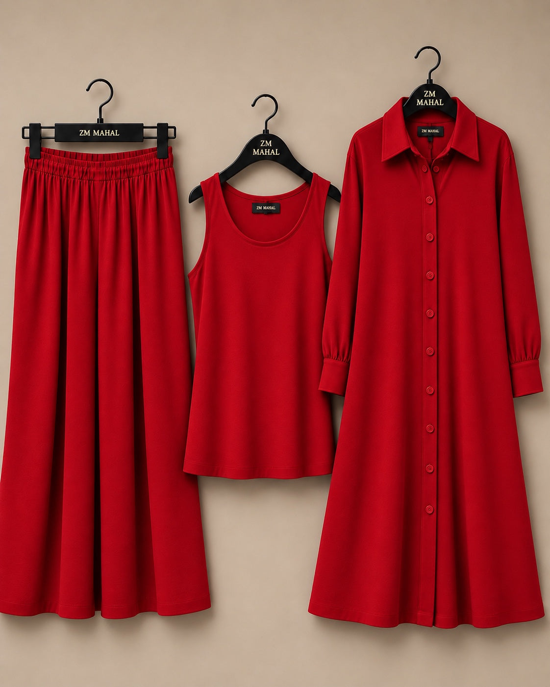 Modest Everyday 3-Piece Set in Teal Blue with long outer, inner and trouser - SphereOutfit