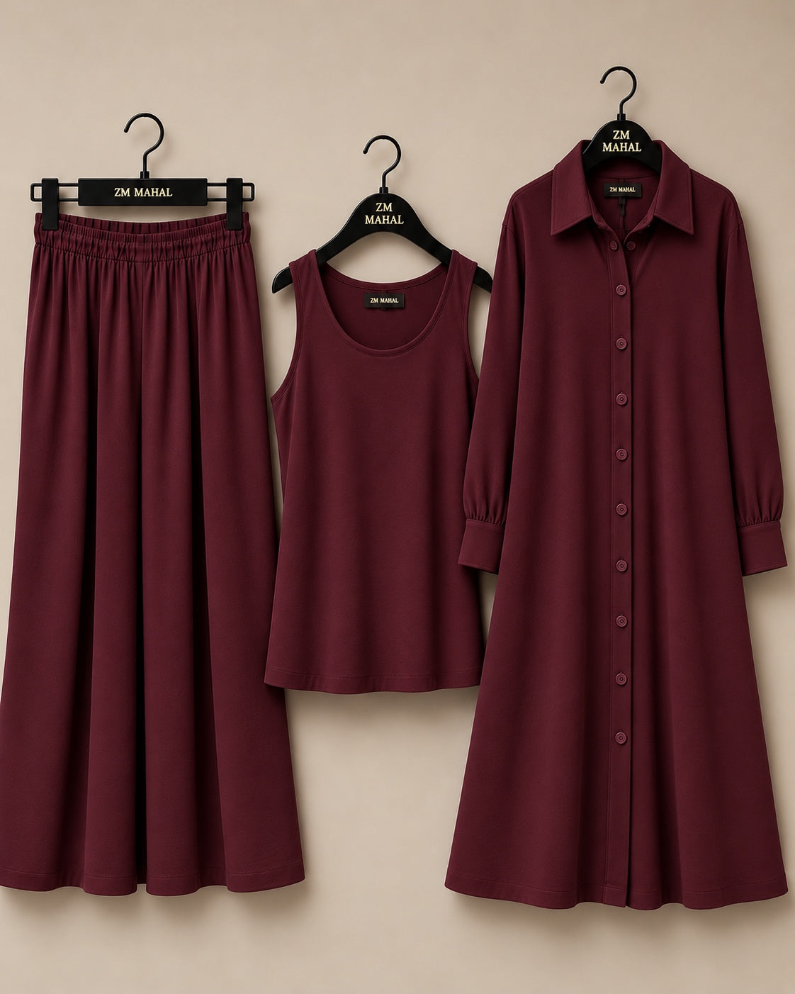 Modest Everyday 3-Piece Set in Teal Blue with long outer, inner and trouser - SphereOutfit