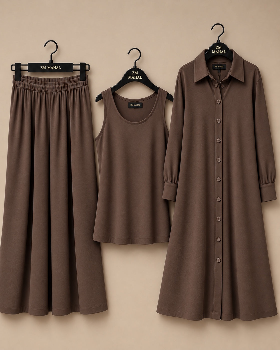 Modest Everyday 3-Piece Set in Teal Blue with long outer, inner and trouser - SphereOutfit