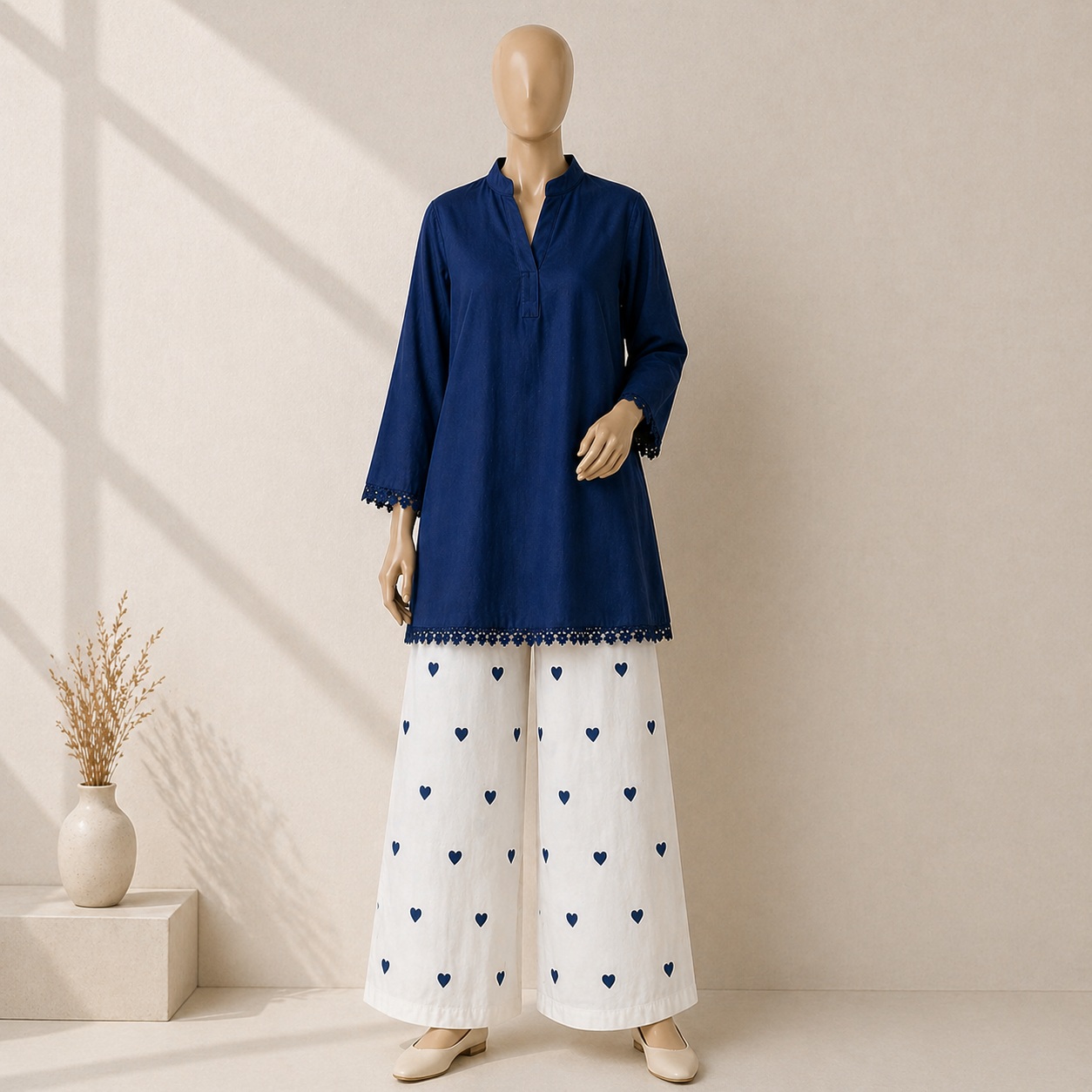 Premium Heart Embroidered Co-Ord Set
