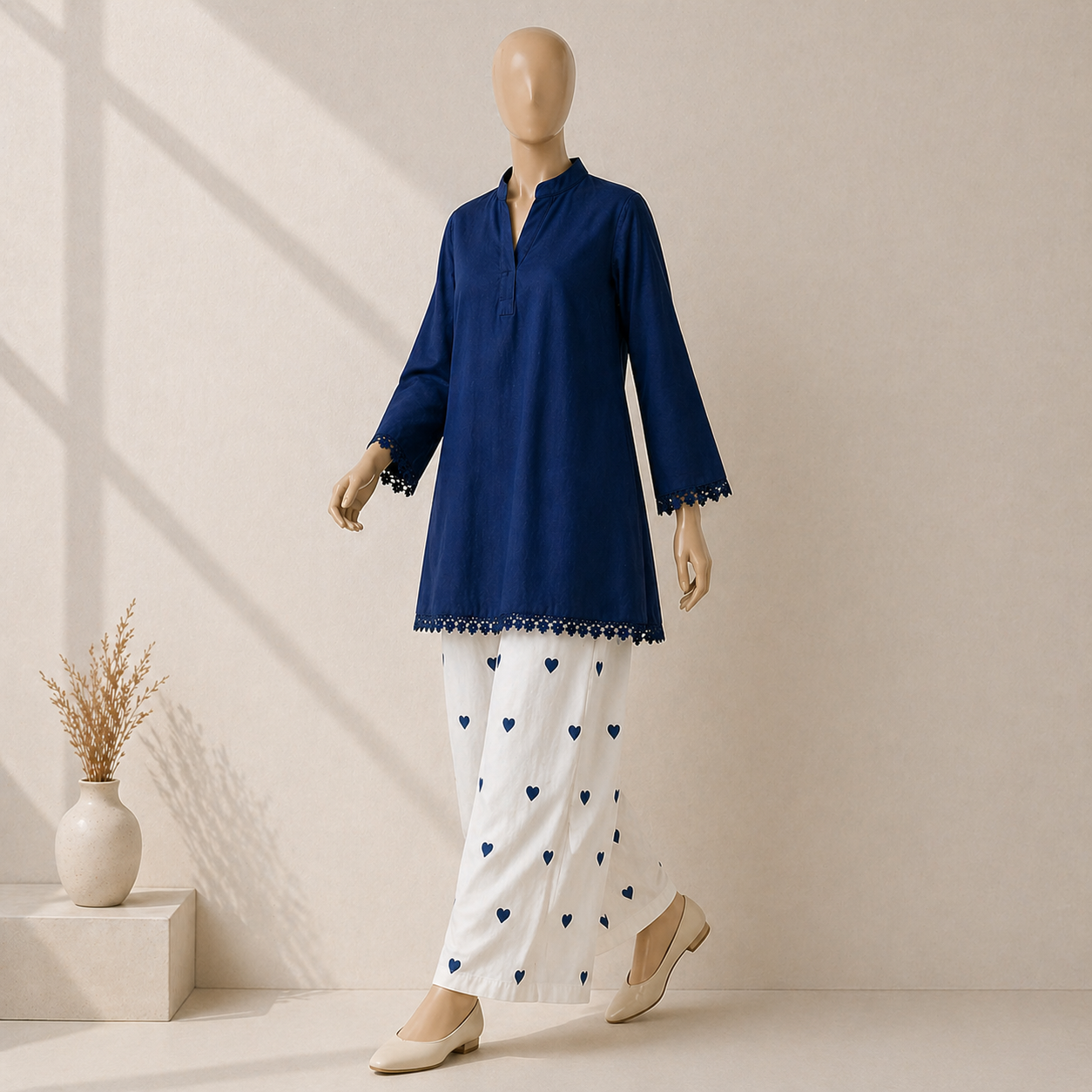 Premium Heart Embroidered Co-Ord Set