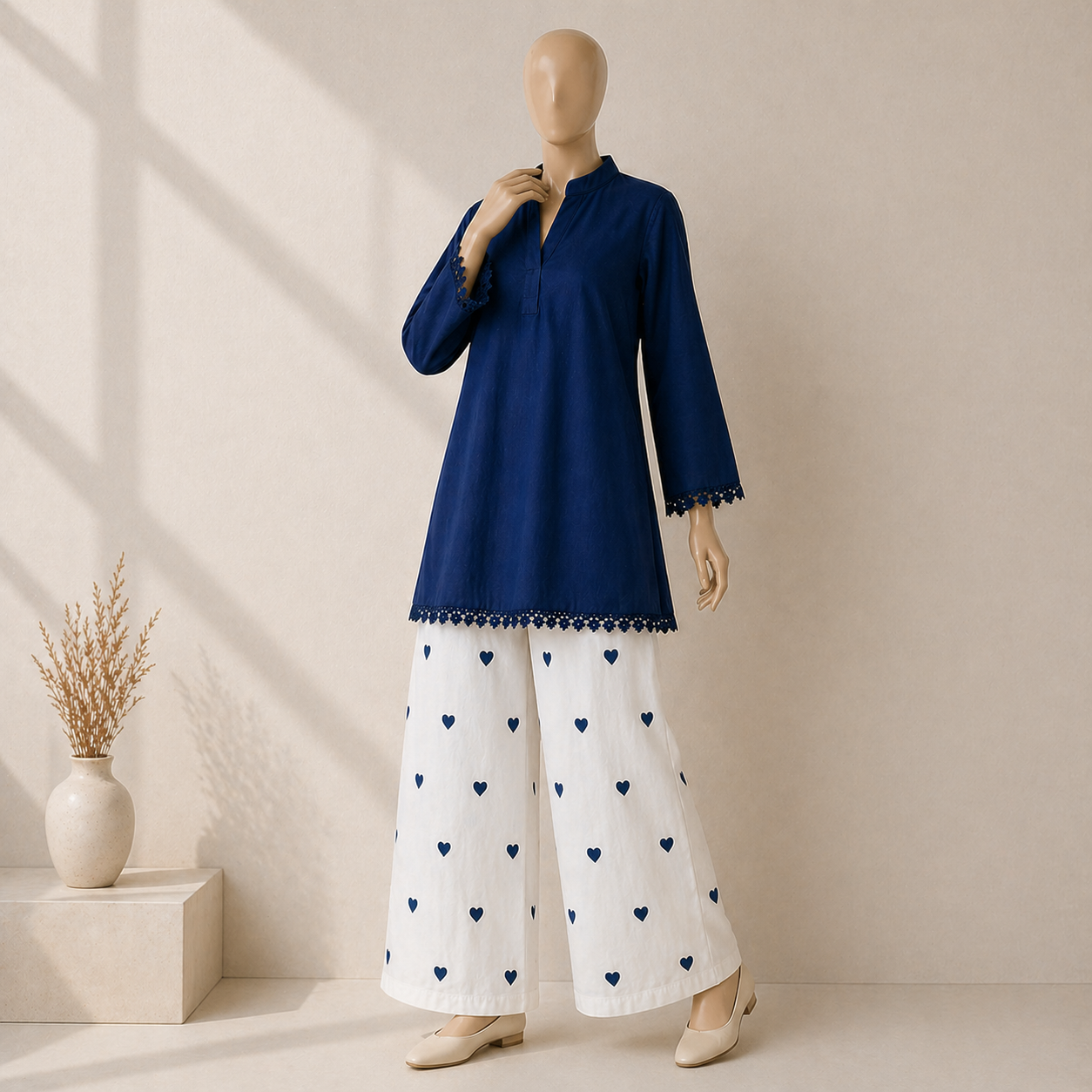 Premium Heart Embroidered Co-Ord Set