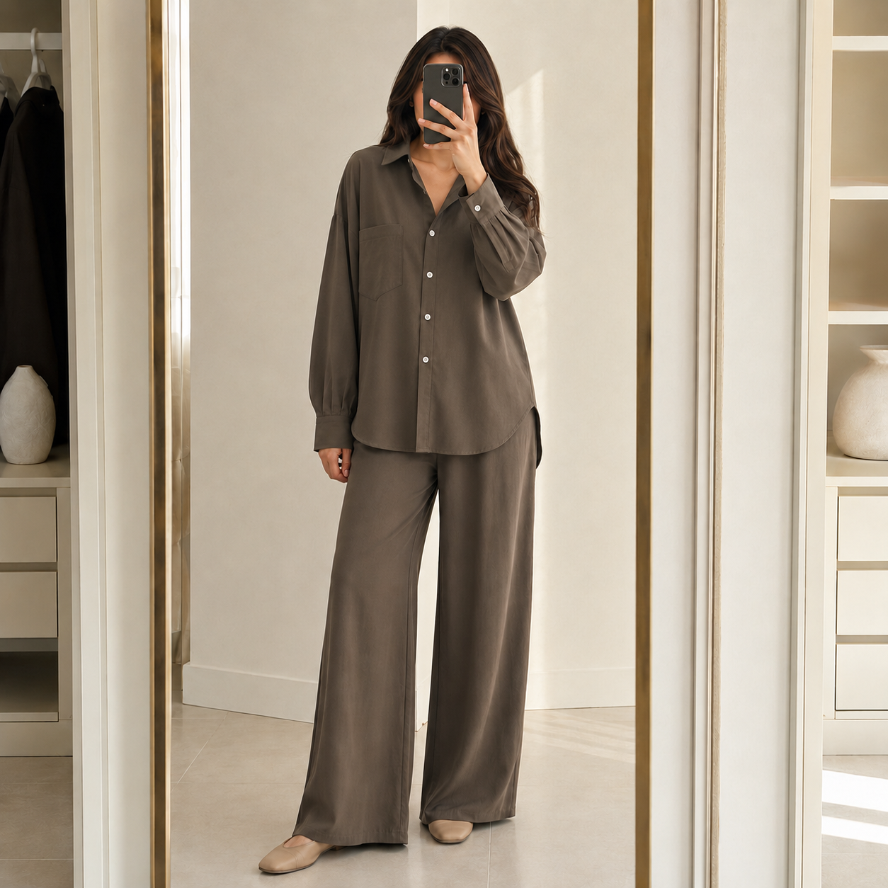 Western Relaxed Shirt & Wide-Leg Co-Ord Set