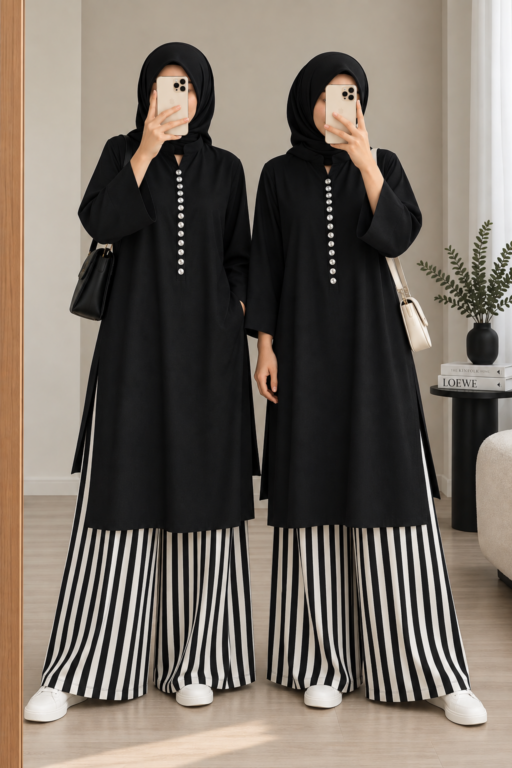 Midnight Stripe Elegance 2-Piece Set ⭐