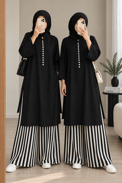 Midnight Stripe Elegance 2-Piece Set ⭐