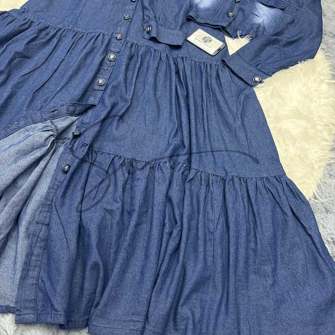 Denim Two-Piece Frock and Coat Set