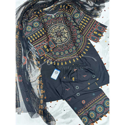 Elegant Korean Silk Digital Print Suit