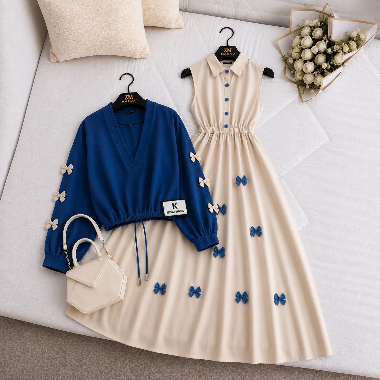 Elegant Bow Maxi Dress Co-Ord Set