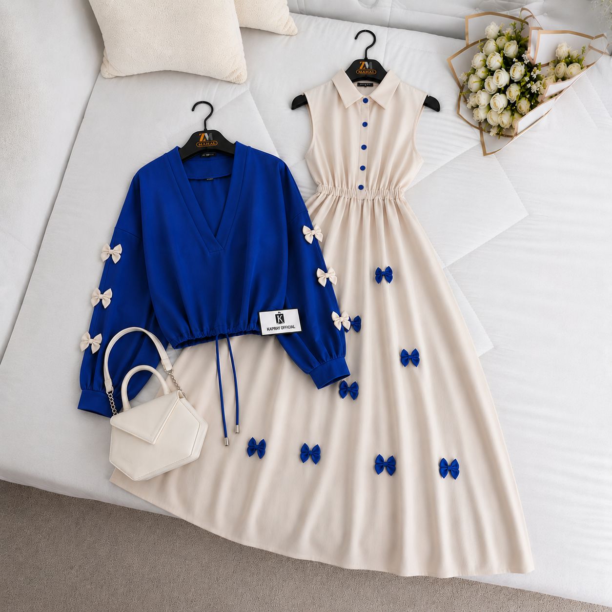 Elegant Bow Maxi Dress Co-Ord Set
