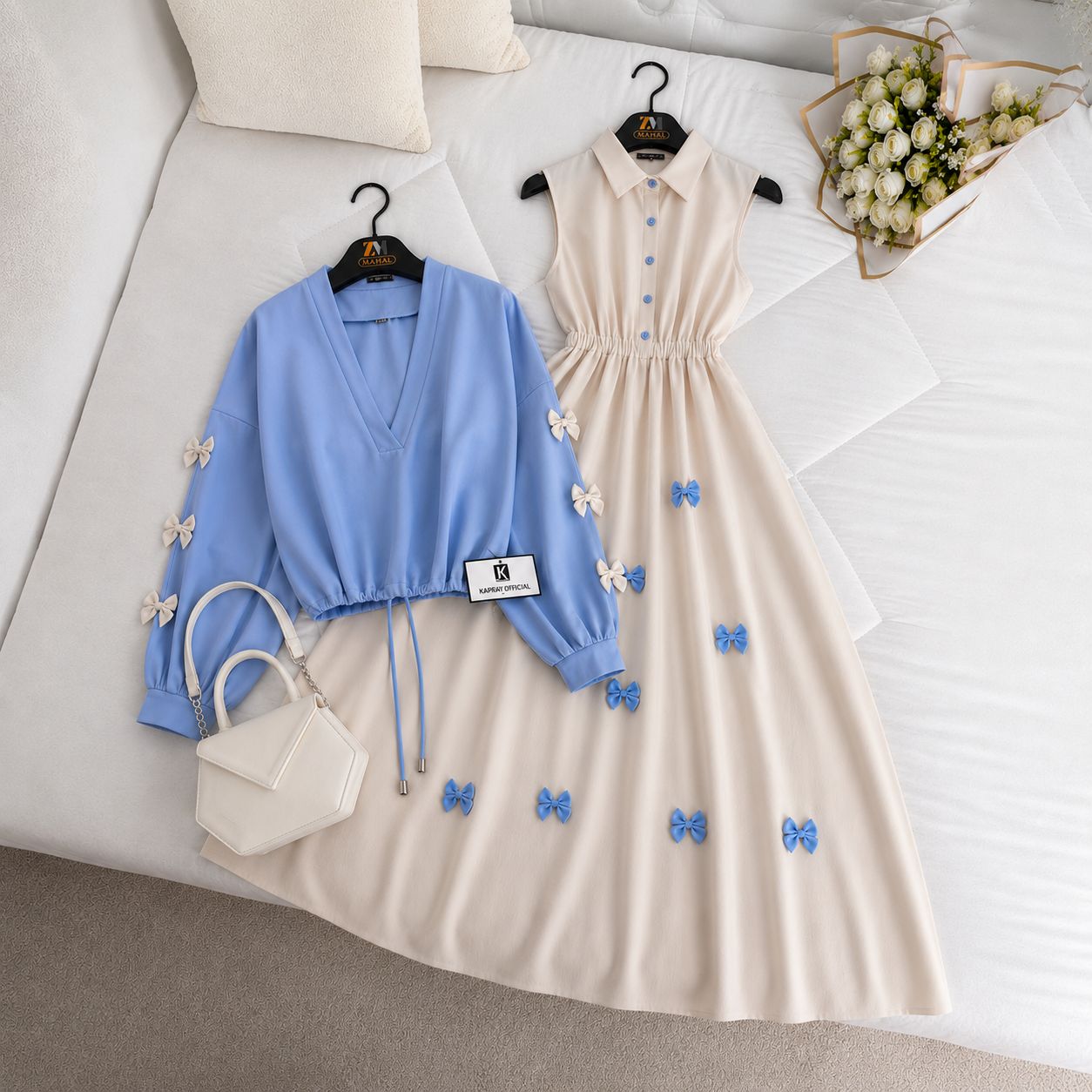 Elegant Bow Maxi Dress Co-Ord Set