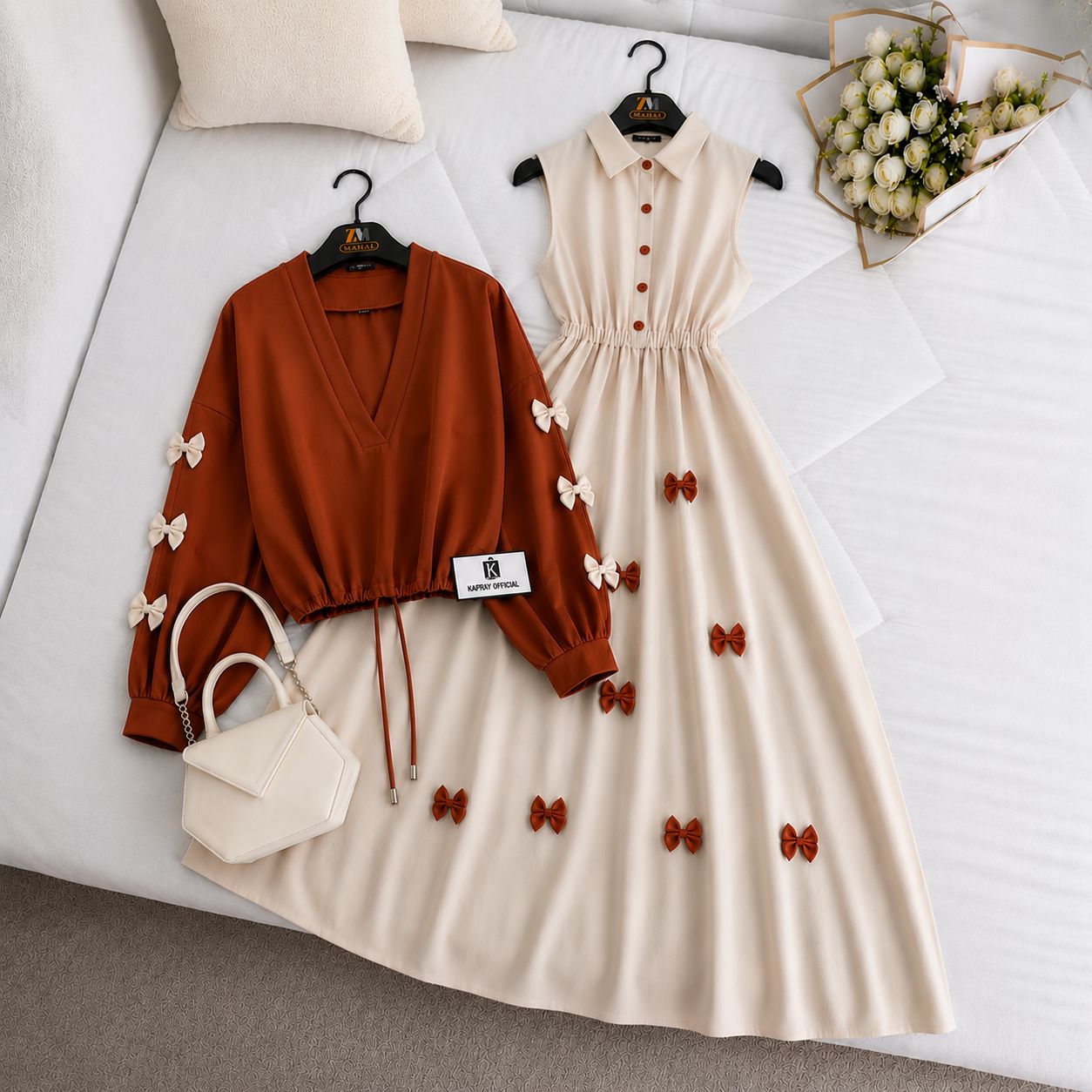 Elegant Bow Maxi Dress Co-Ord Set