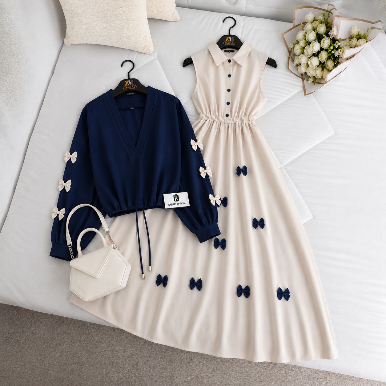 Elegant Bow Maxi Dress Co-Ord Set