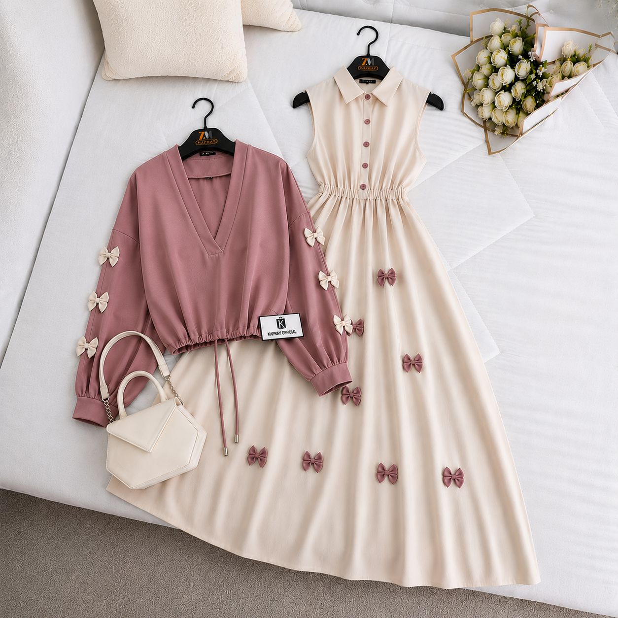Elegant Bow Maxi Dress Co-Ord Set