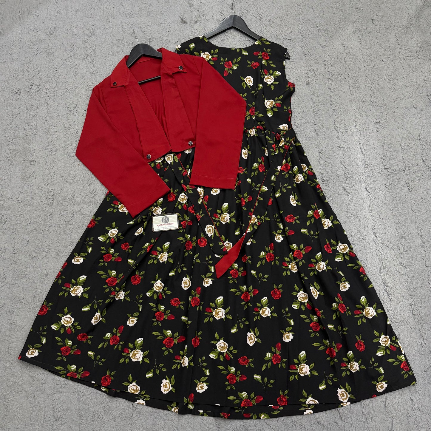 Floral Maxi Dress with Matching Crop Jacket – Elegant Two Piece Women Outfit