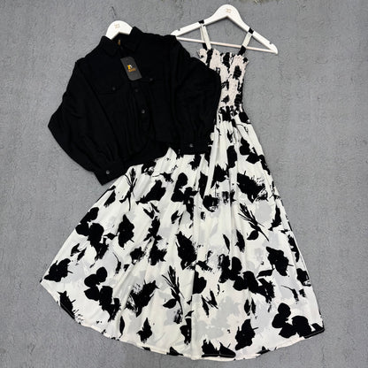 Women’s Floral Maxi Dress with Matching Crop Jacket