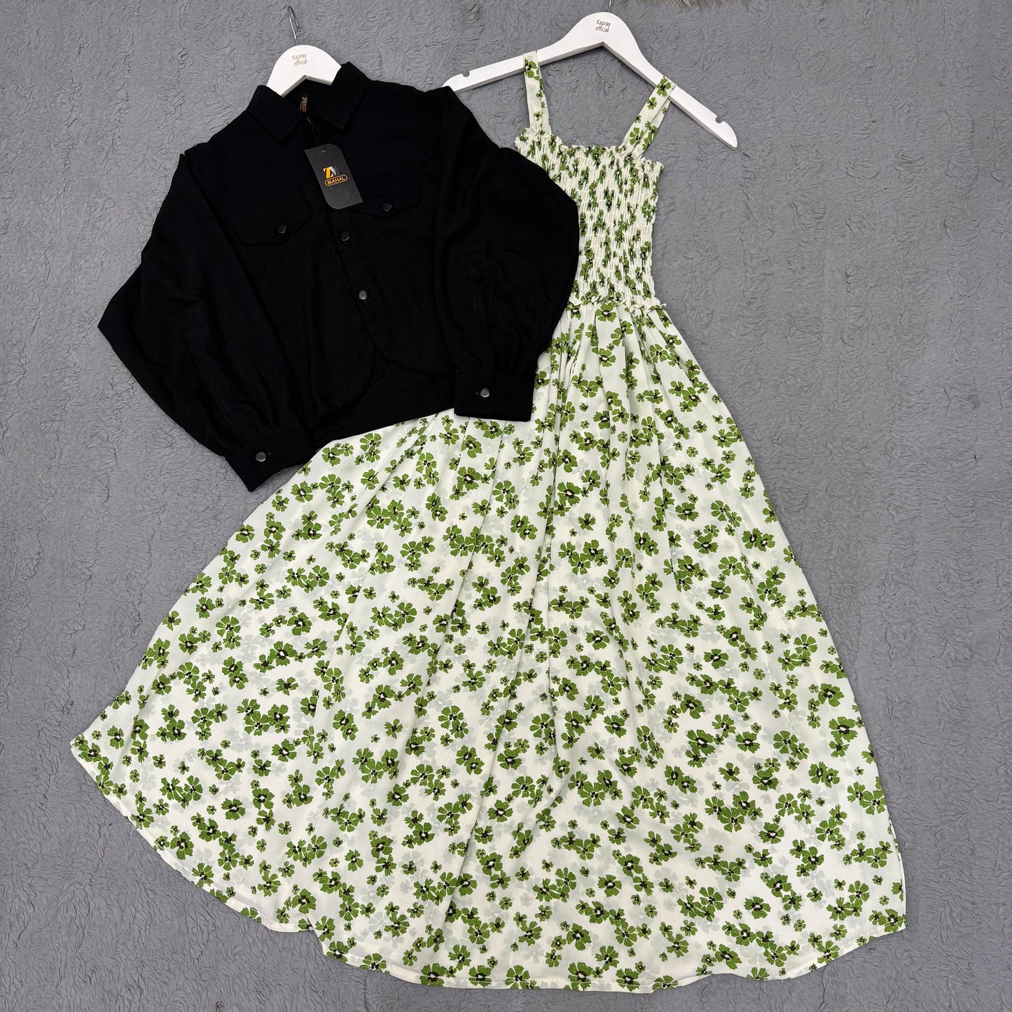 Women’s Floral Maxi Dress with Matching Crop Jacket