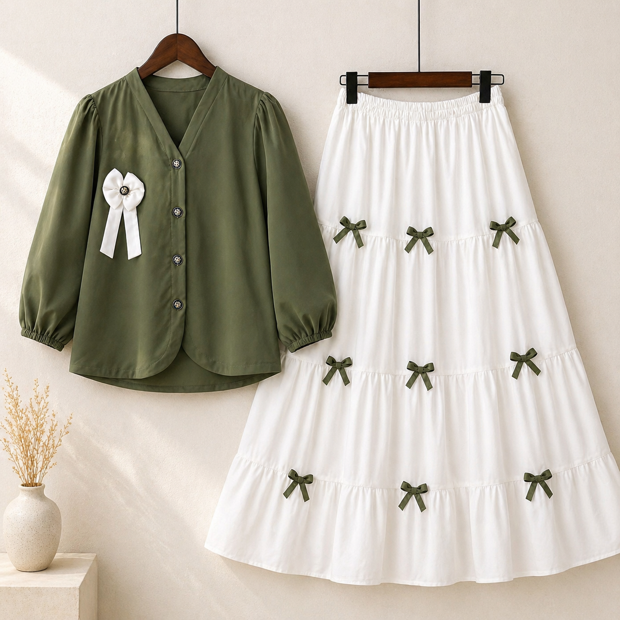 Elegant Bow Skirt Co-Ord Set Women
