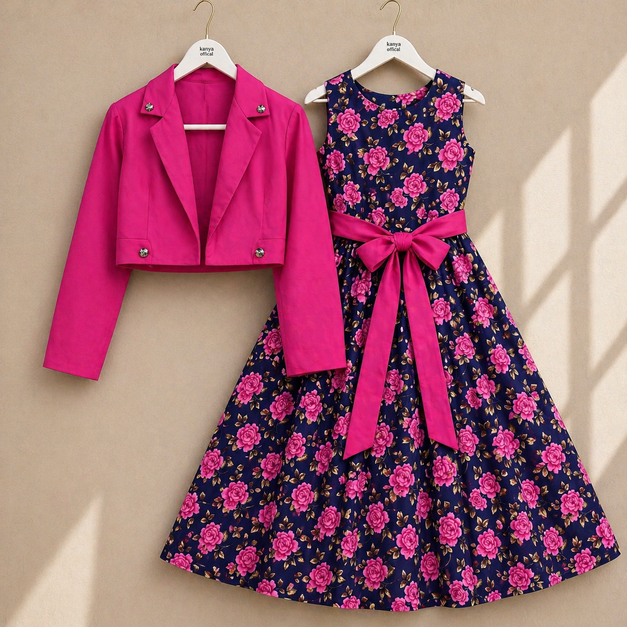 Printed Designer Dress with Jacket for Girls – Stylish Party Outfit