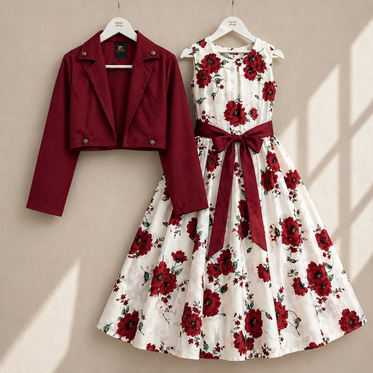 Printed Designer Dress with Jacket for Girls – Stylish Party Outfit