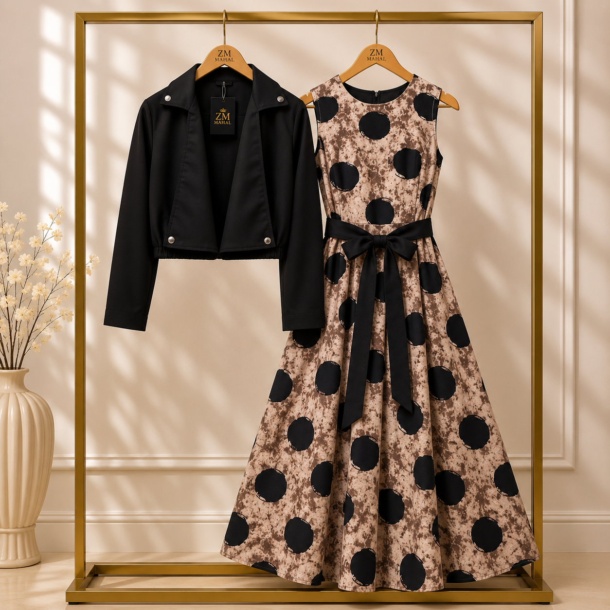 Floral Printed Maxi Dress with Cropped Jacket Set