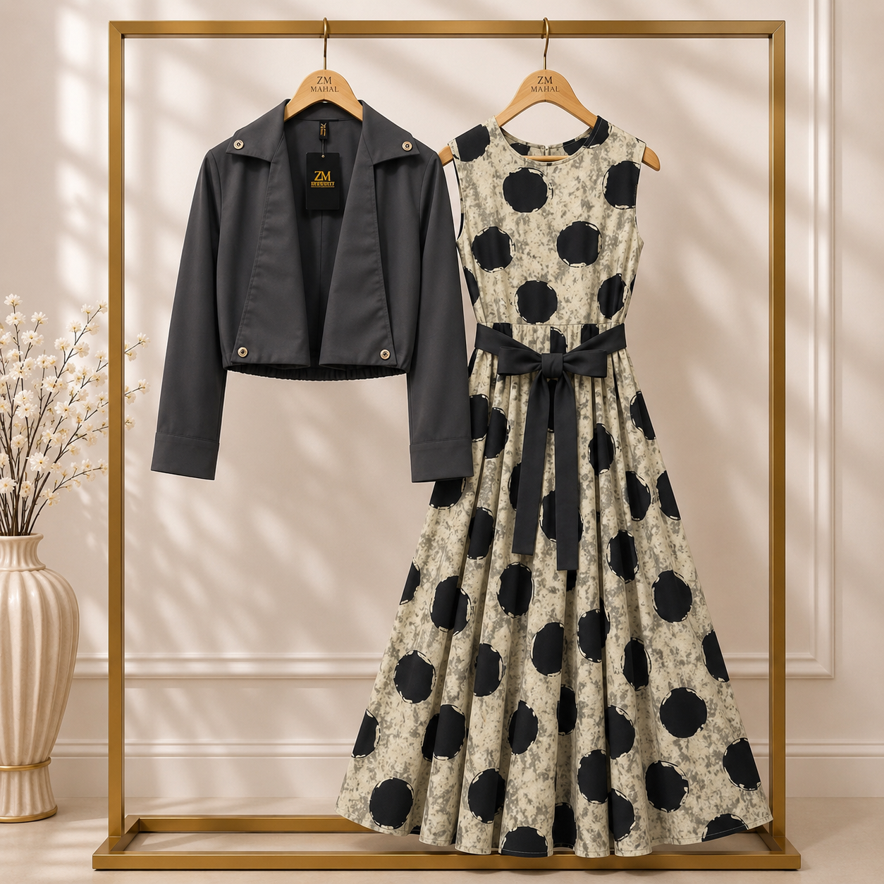 Floral Printed Maxi Dress with Cropped Jacket Set