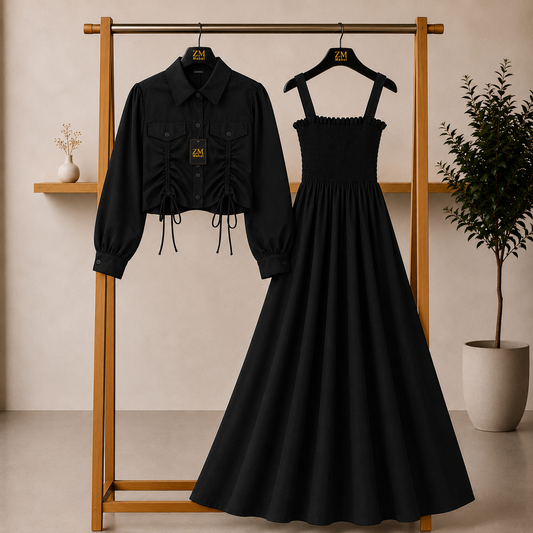 Turkish Ruched Jacket Maxi Set – Premium Edition