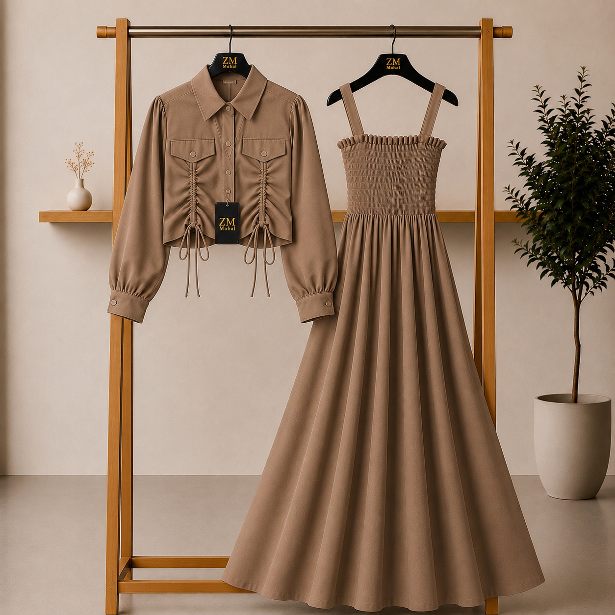 Turkish Ruched Jacket Maxi Set – Premium Edition