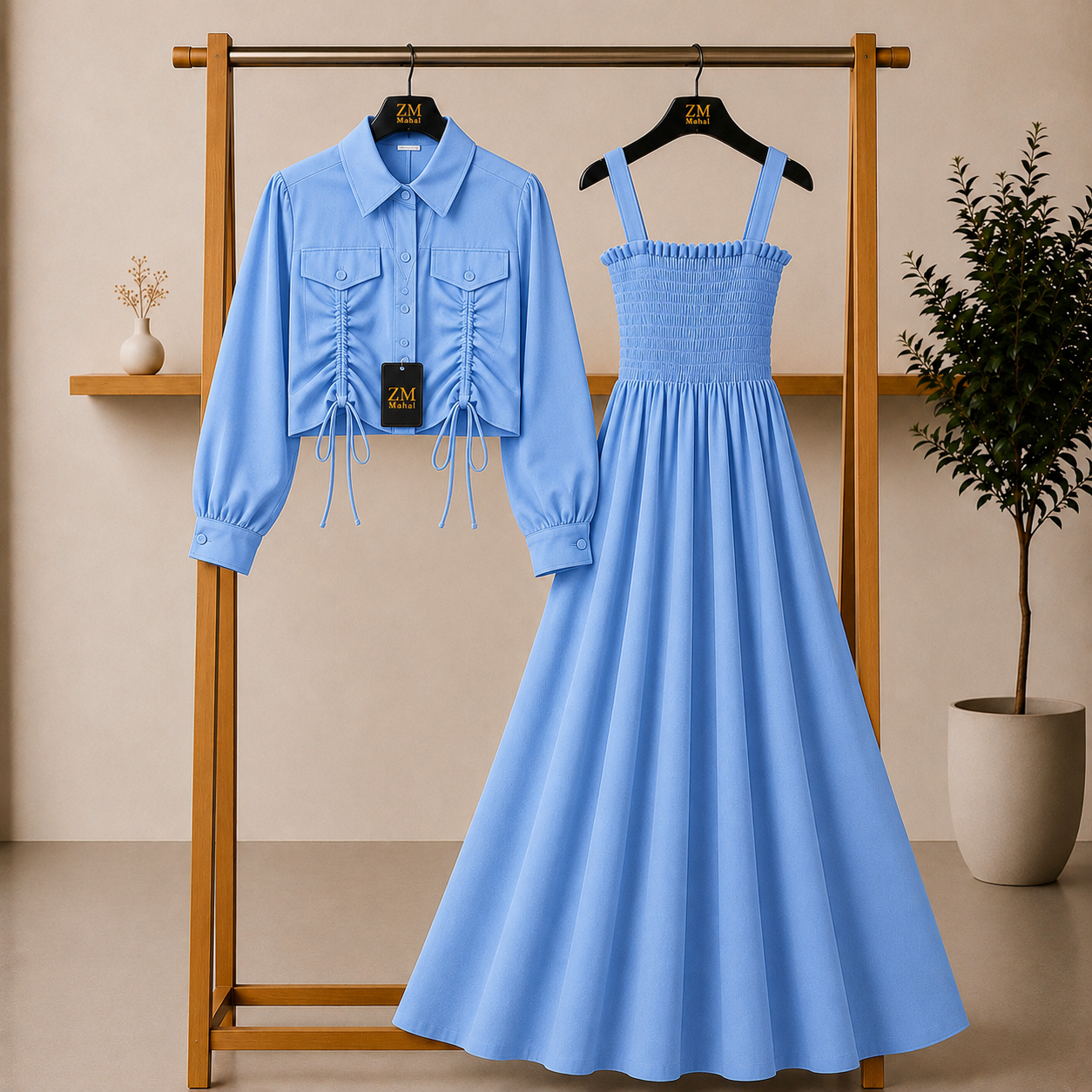 Turkish Ruched Jacket Maxi Set – Premium Edition