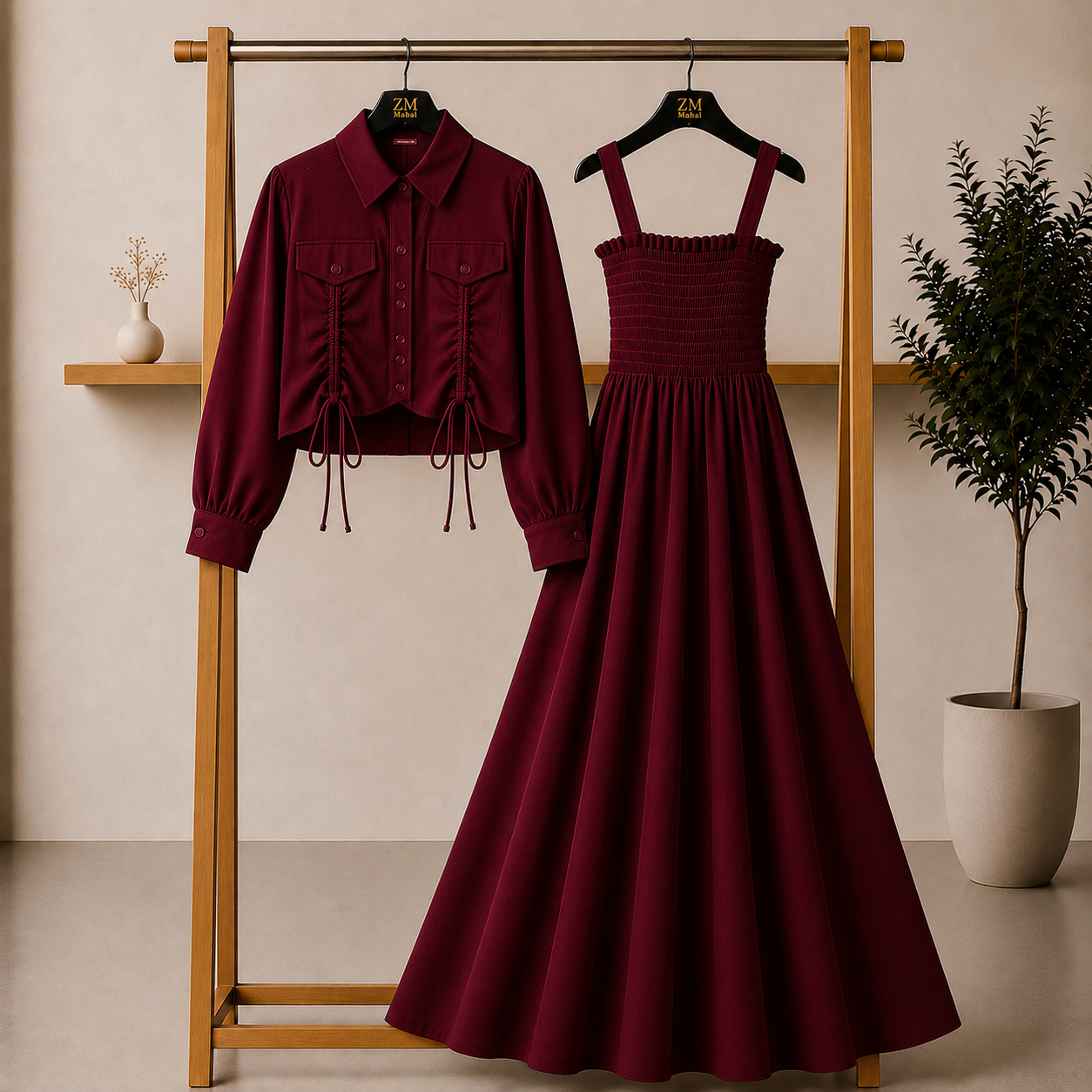 Turkish Ruched Jacket Maxi Set – Premium Edition