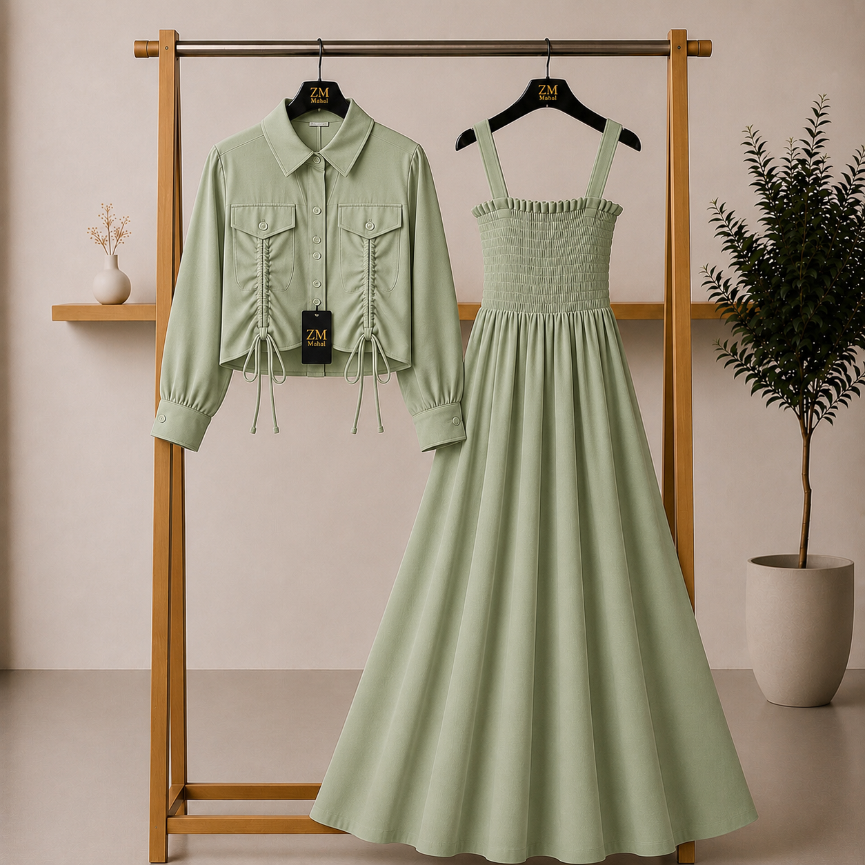 Turkish Ruched Jacket Maxi Set – Premium Edition