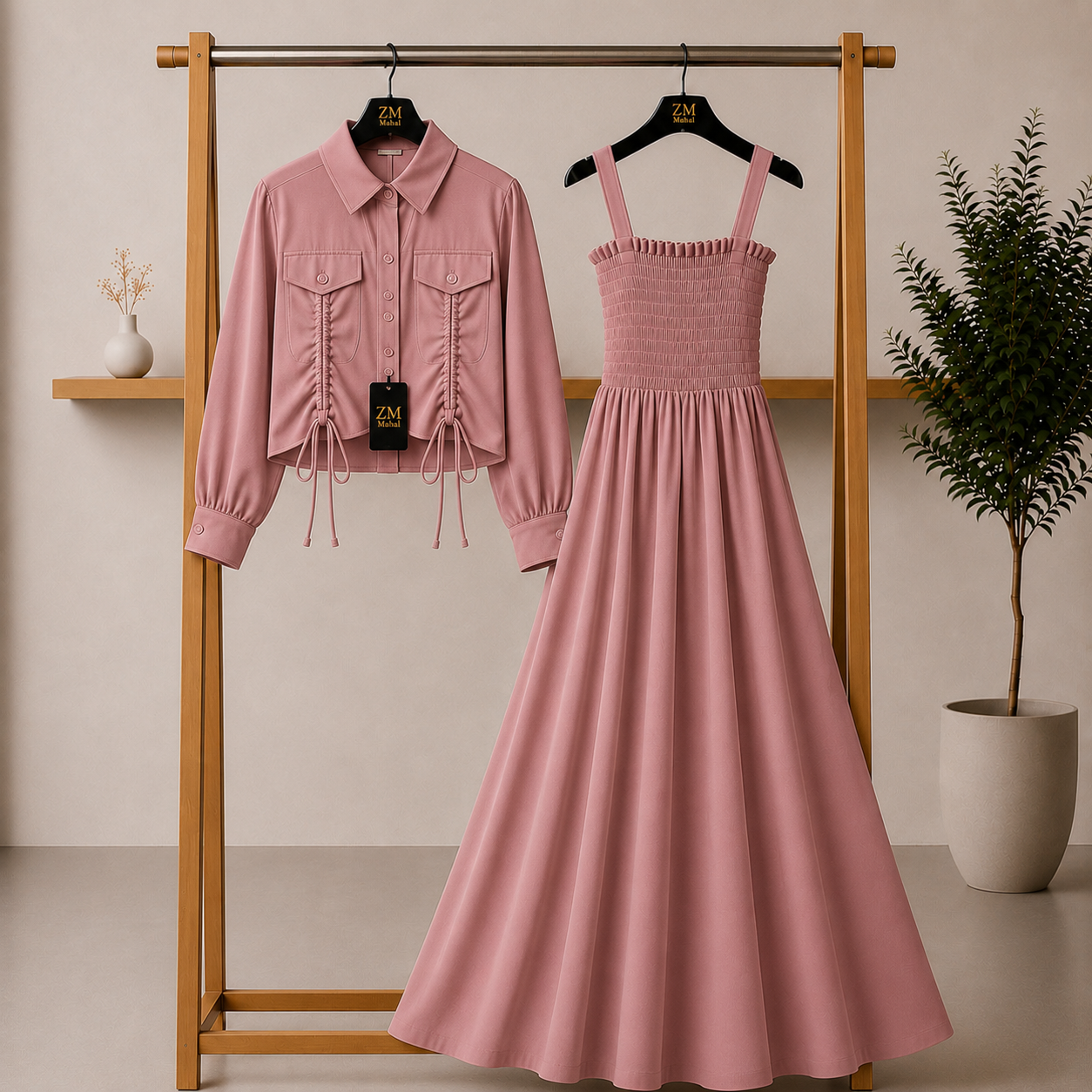 Turkish Ruched Jacket Maxi Set – Premium Edition