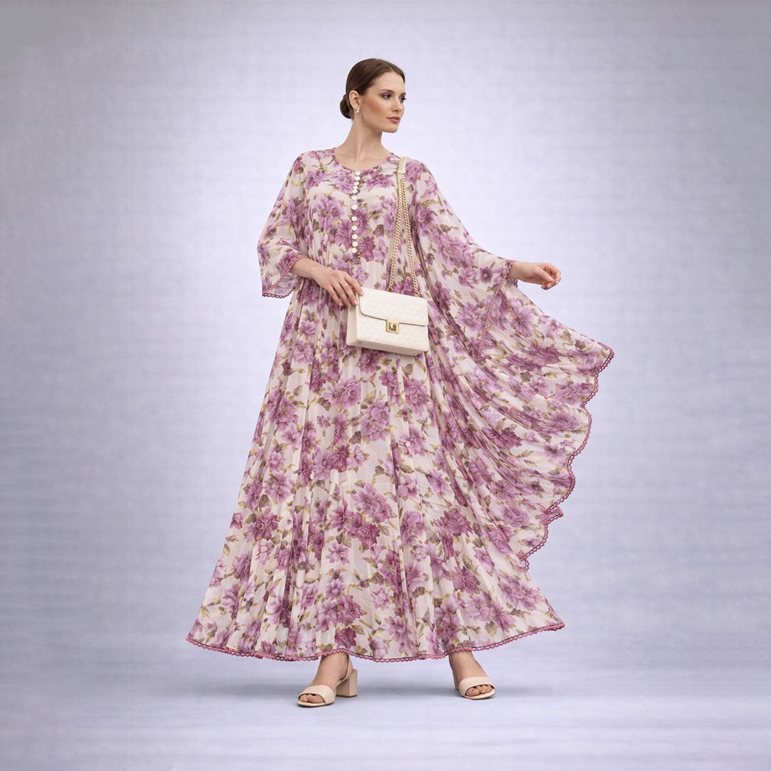 Bonanza  2-Piece Suit Floral Frock with Dupatta