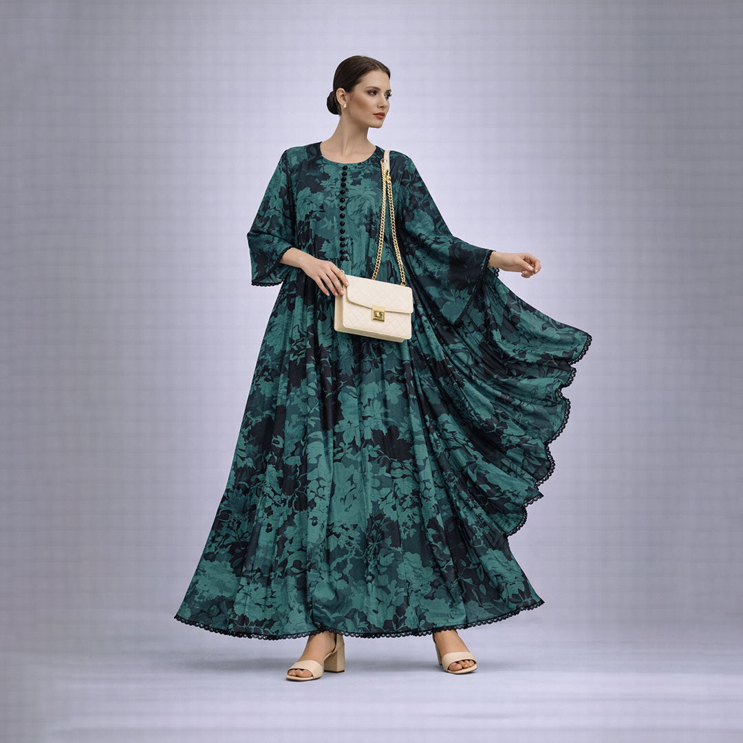 Bonanza  2-Piece Suit Floral Frock with Dupatta