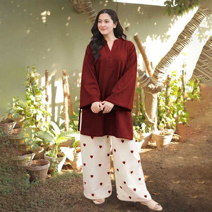 Women’s Pure Cotton Heart Co-Ord Set