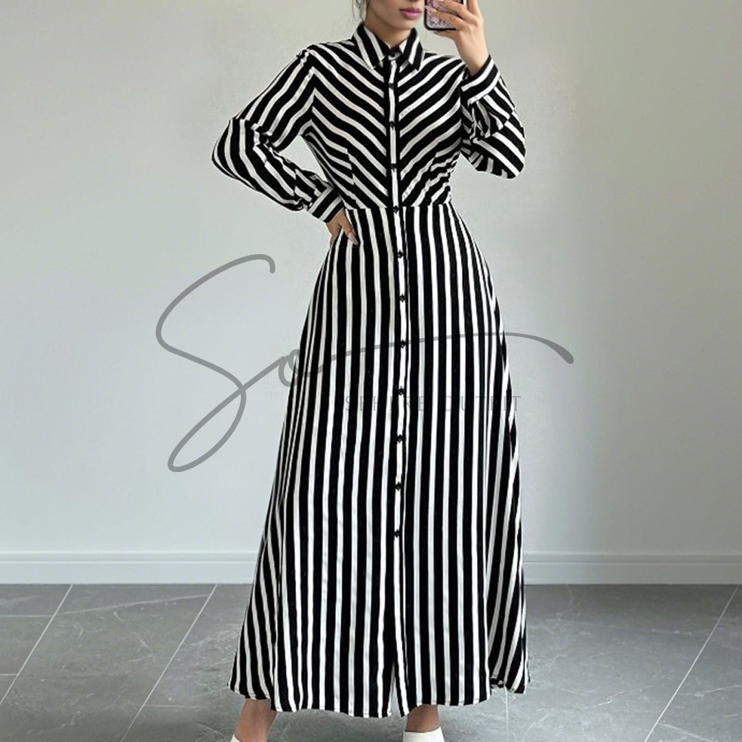 Zebra Button Maxi Dress