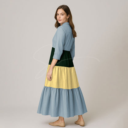 Elegant Multi Color Front Open Abaya Maxi