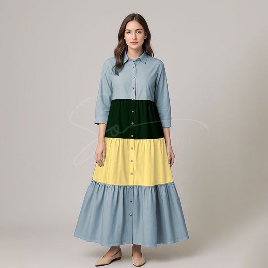 Elegant Multi Color Front Open Abaya Maxi