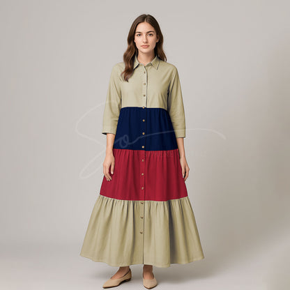 Elegant Multi Color Front Open Abaya Maxi