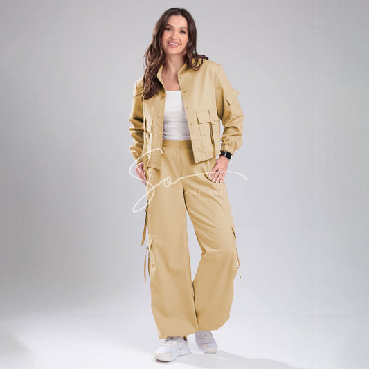 Women’s Cargo Jacket & Wide-Leg Pants Co-ord Set