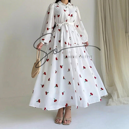 Elegance in Cherry – Turkish Embroidered Frock