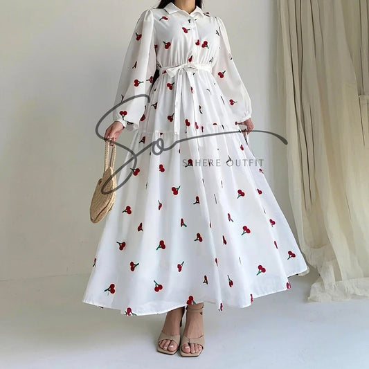 Elegance in Cherry – Turkish Embroidered Frock