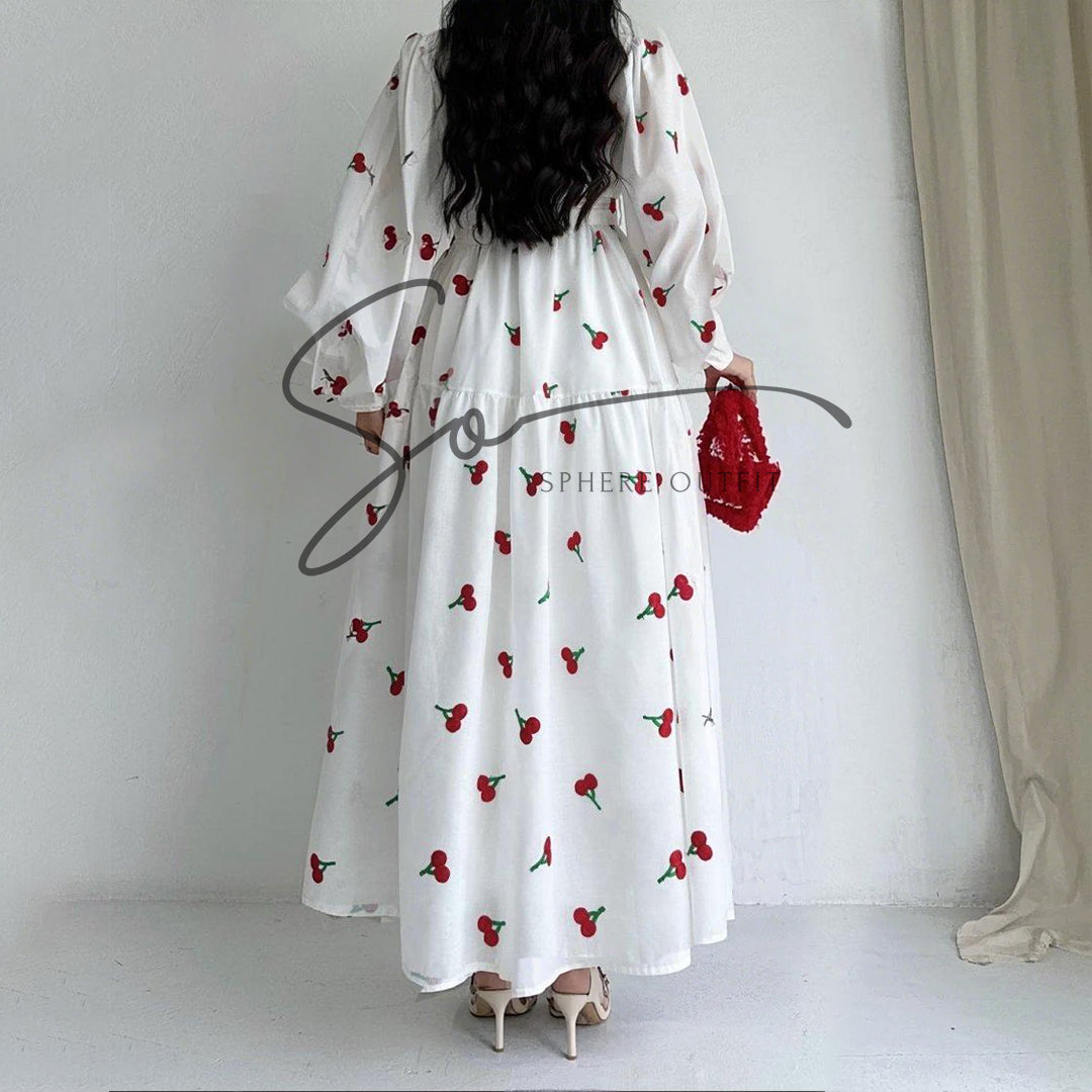 Elegance in Cherry – Turkish Embroidered Frock