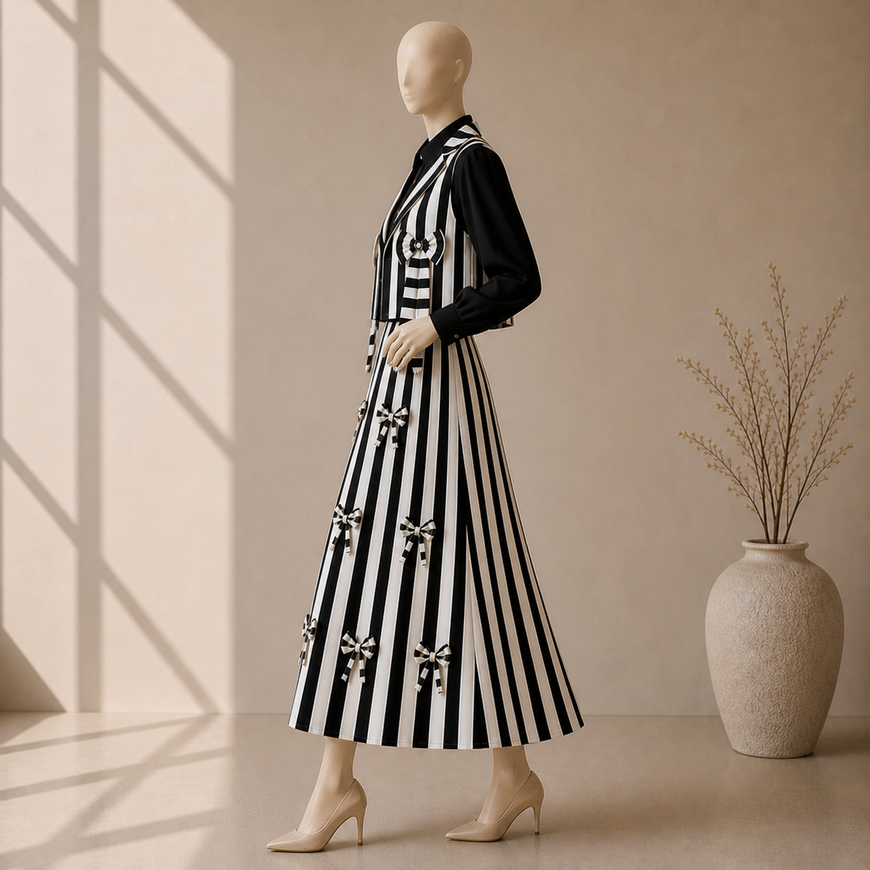 Elegant Striped Skirt Co-Ord Set Women